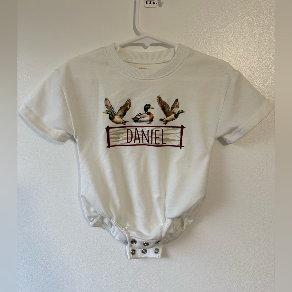 “Daniel” Duck Short Sleeve Bubble Romper
